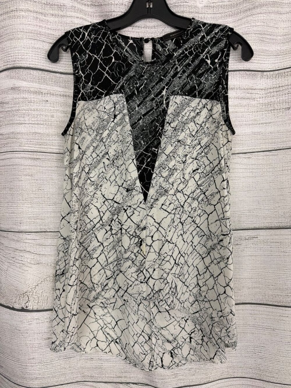 BCBGMaxAzria High Low Sleeveless Marble Print Blouse Size XXS